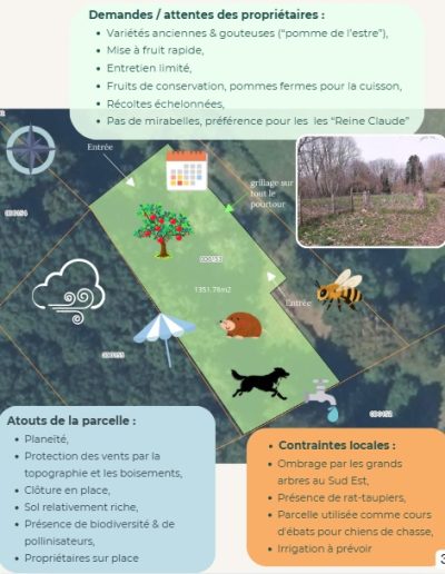 demandes, atouts et contraintes de la parcelle synthétisés
